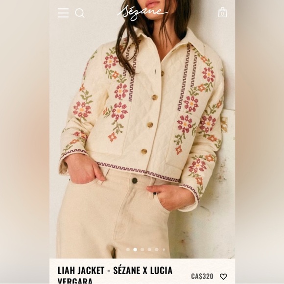 Sezane Jackets & Blazers - Sezane Cream Blazer with Floral Embroidery
